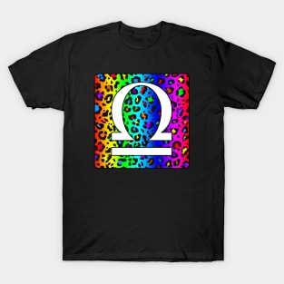 Libra Zodiac Horoscope Rainbow Leopard Print Square Monogram T-Shirt